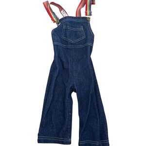 Vintage KMart Togs Kids Denim Overalls with Rainbow Straps Size 12M